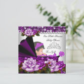 Princess Baby shower Girl Plum Roos Kaart (Staand voorkant)