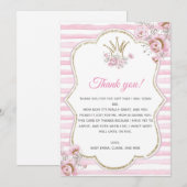 Princess Baby shower - Hartelijk dank Bedankkaart (Voorkant / Achterkant)
