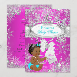 Princess Baby shower Hot Pink Aqua Etnic Kaart