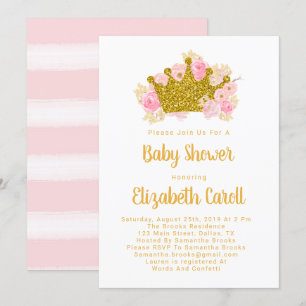 Princess Baby shower Invitation, Baby Girl Shower Kaart