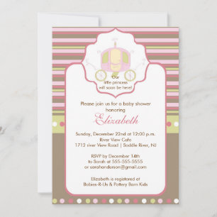 Princess Baby shower Invitation  Carriage Kaart