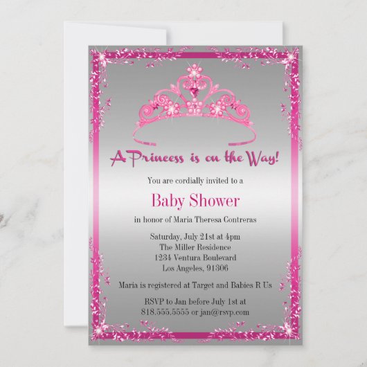 Princess Baby shower Invitation Kaart (Voorkant)