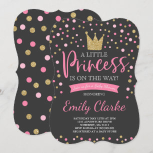 Princess Baby shower Invitation Roze gouden douche Kaart