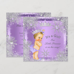 Princess Baby shower Lila Wonderland Blonde Baby Kaart