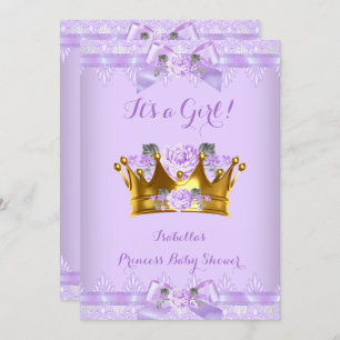 Princess Baby shower Paars Roos Lavender Lace Kaart