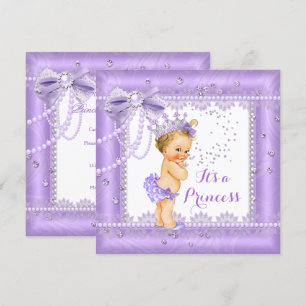 Princess Baby shower Paarse boeg Gem Blonde Kaart