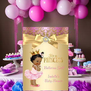 Princess Baby shower Pink Gold Ballerina Etnici Kaart