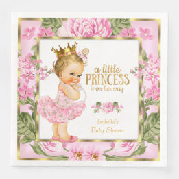 Princess Baby shower Pink Gold Roos Floral Blonde Servet