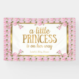 Princess Baby shower Pink Gold Roos Floral Spandoek