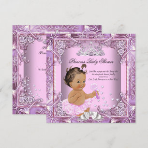 Princess Baby shower Pink Paars Tutu Brunette Kaart