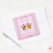 Princess Baby shower Pink Rose Lace Bow Vierkante Sticker (Envelop)