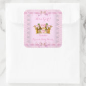 Princess Baby shower Pink Rose Lace Bow Vierkante Sticker (Tas)