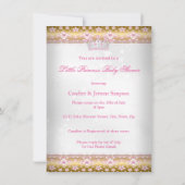 Princess Baby shower Pink White Gold Tiara Blonde Kaart (Achterkant)