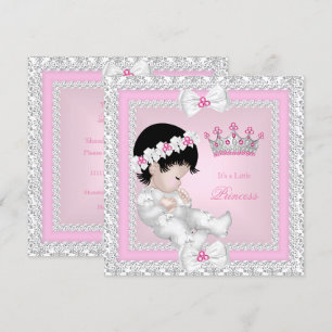 Princess Baby shower Pink White Gray Damask B Kaart