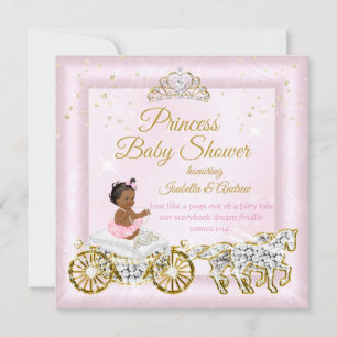 Princess Baby shower Tiara Pink Carriage Ethnic Kaart