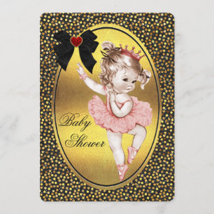 Princess Ballerina Faux Bow Foil & Glitter Shower Kaart