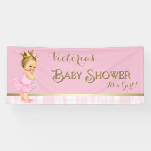 Princess Ballerina Pearl Pink Gold Baby shower Spandoek