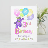 Princess Beer 3rd Birthday Party Custom Name Kaart (Staand voorkant)