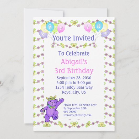 Princess Beer 3rd Birthday Party Custom Name Kaart (Achterkant)