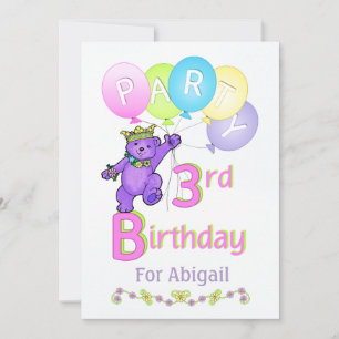 Princess Beer 3rd Birthday Party Custom Name Kaart