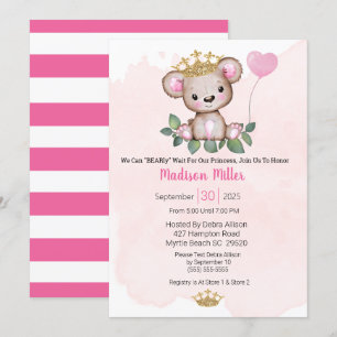 Princess Beer Pink Baby shower Kaart