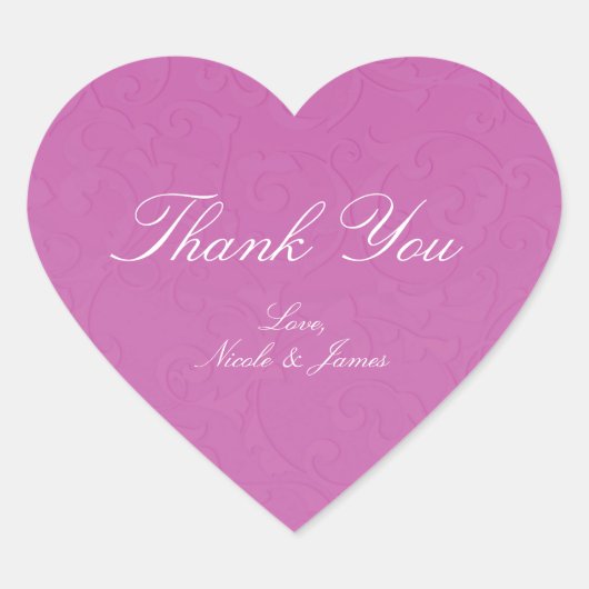 Princess Berry Pink Fairy Tale Damask Wedding Hart Sticker (Voorkant)