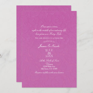 Princess Berry Pink Fairy Tale Damask Wedding Kaart