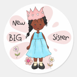 Princess Big Sister African American Ronde Sticker