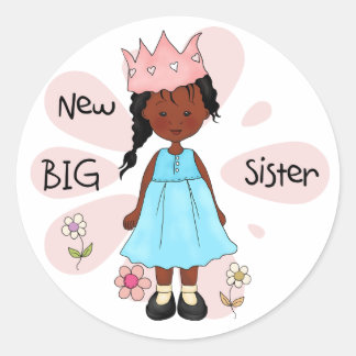 Princess Big Sister African American Ronde Sticker