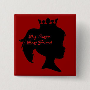 Princess Big Sister Best Friend Vierkante Button 5,1 Cm