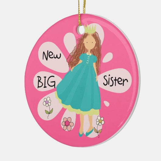 Princess Big Sister Brown Hair Keramisch Ornament (Links)