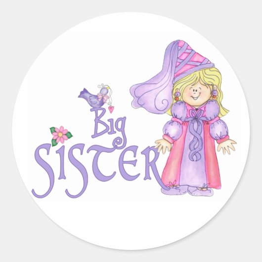 Princess Big Sister Ronde Sticker (Voorkant)