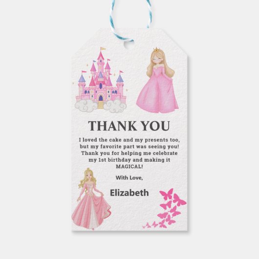 Princess Birthday Cadeaulabel (Achterkant)
