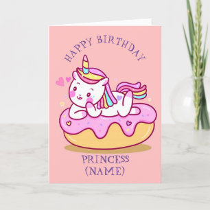 Princess Birthday Cute Unicorn Card Feestdagen Kaart