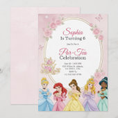 Princess birthday invitation in pastel themed (Devant / Derrière)