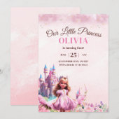 Princess Birthday Invitation Princess Castle Magie (Devant / Derrière)