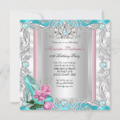 Princess Birthday Party Blauwgroen roze roze hoge  Kaart (Voorkant)