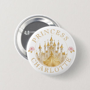 Princess Birthday Party Button - Roze en Goud