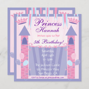 Princess Birthday Party Invitation Castle Kaart