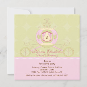Princess Birthday Party Invitation Cute Carriage Kaart