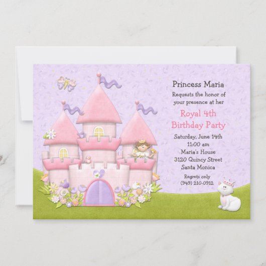 Princess Birthday Party Invitation Kaart (Voorkant)