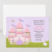 Princess Birthday Party Invitation Kaart (Voorkant / Achterkant)