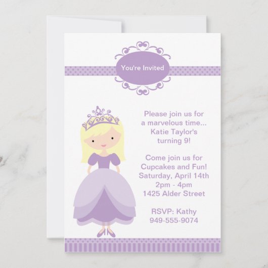 Princess Birthday Party Invitation Kaart (Voorkant)