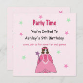 Princess Birthday Party Invitation Kaart (Voorkant / Achterkant)