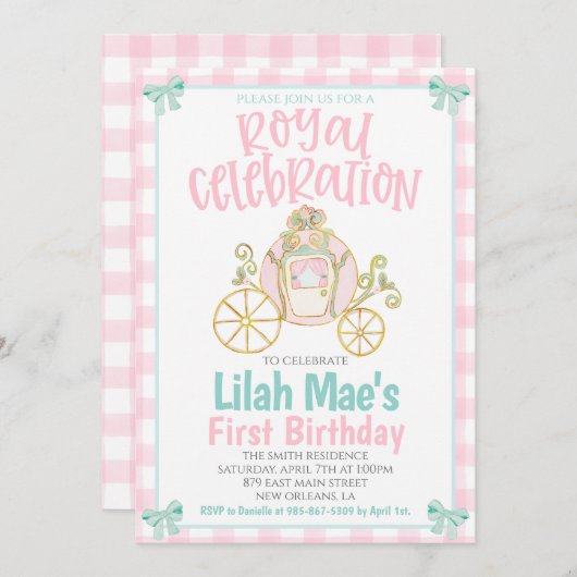 Princess Birthday Party Invitation Kaart (Voorkant / Achterkant)