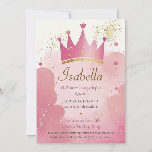 Princess Birthday Party Invitation Modèle (Devant)