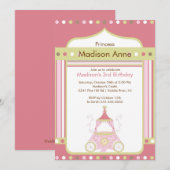 Princess Birthday Party Invitation - Roze Carriage Kaart (Voorkant / Achterkant)