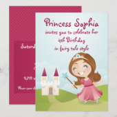 Princess Birthday Party Invite Kaart (Voorkant / Achterkant)