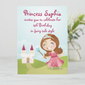 Princess Birthday Party Invite Kaart (Staand voorkant)