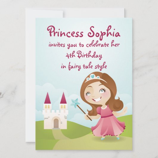 Princess Birthday Party Invite Kaart (Voorkant)